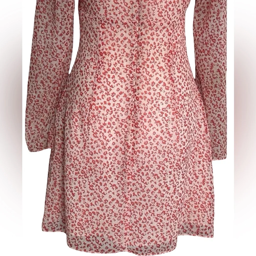 Orange Floral Long Sleeve Mini Dress Sz S Cottagecore Garden Tea Romantic Boho - Picture 7 of 9